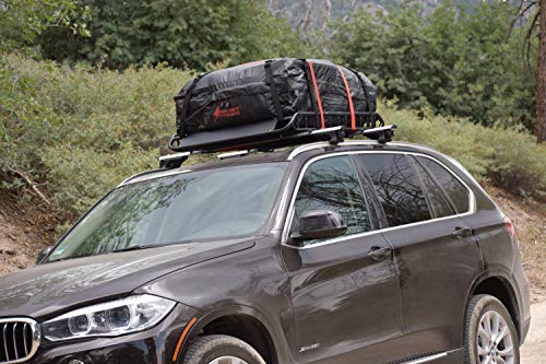Rocket Straps| Car Top Carrier | Roof Bag Storage | Use Car Carriers Rooftop Luggage Carrier with Roof Racks & Cross Bars | 100% Waterproof PVC 15 cuft RoofBag | Inc Carrier Bag & (2) Lashing Straps