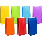 KEYYOOMY 100 CT Small Bright Color Paper Bags Rainbow Party Goodie Bags Party Favor Bag Paper Lunch Bag (100 CT, 3.1 X 5.1 X 9.4 In)