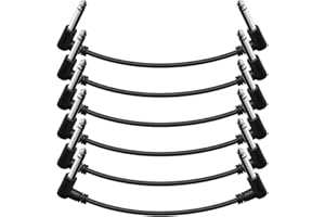 Shaevle 6 Inch Guitar Effect Pedal Patch Cables, Guitar Pedal Cable Effect Cable Cord, 1/4" inch TS Right Angle Guitar Patch Cable (6PACK)