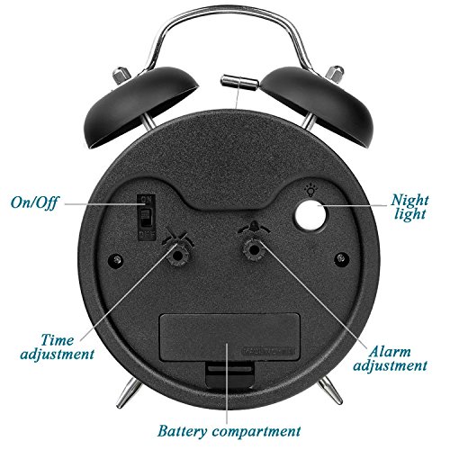 DreamSky Battery Alarm Clock with Backlight on Demand, 4 InchesTwin