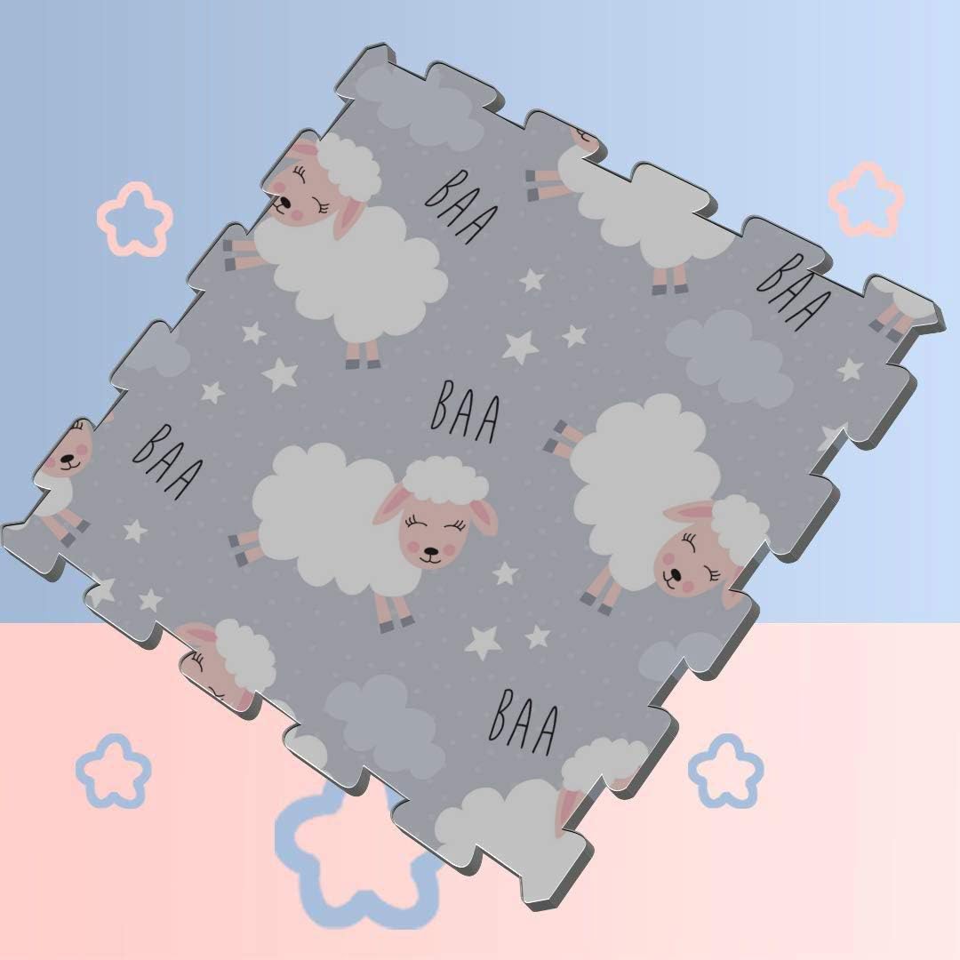Cute Child Favorite Animal Sheep Interlocking Floor Tiles Foam Puzzle Play Mat for Baby 8 Pieces 60 X 60 X 1.2cm Foam Puzzle Tiles