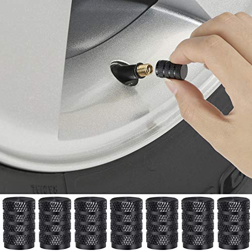 MENOLY Tire Valve Caps (20 Pack) Aluminum Heavy-Duty Stem Covers (Dust-Proof, O Rubber Seal) Universal Fit for Cars, SUVs, Bike and Bicycle, Trucks, Motorcycles - Black