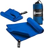 SPOGEARS Microfiber Towel Quick Dry Towel Set of 2 Includes Large Camping Towel 58x30’’ + Small Gym Towel - 23x15” Compact/Lightweight Antibacterial, Super Absorbent Travel, Swim, Sports, Towels