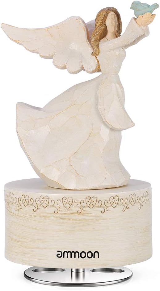 ammoon Music Box Hand-painted Engraving Music Box Dancing Angel Classic Melody"Thank Heaven for Little Girls" Birthday Festival Musical Gift Home Office Studio Decoration