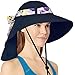 Women Sun Hat with Neck Flap Wide Brim | Ladies Outdoor Shade Hat for Summer, Hiking, Beach, Fishing, Travel, Gardening | UPF50+ Sun Protection - Navy