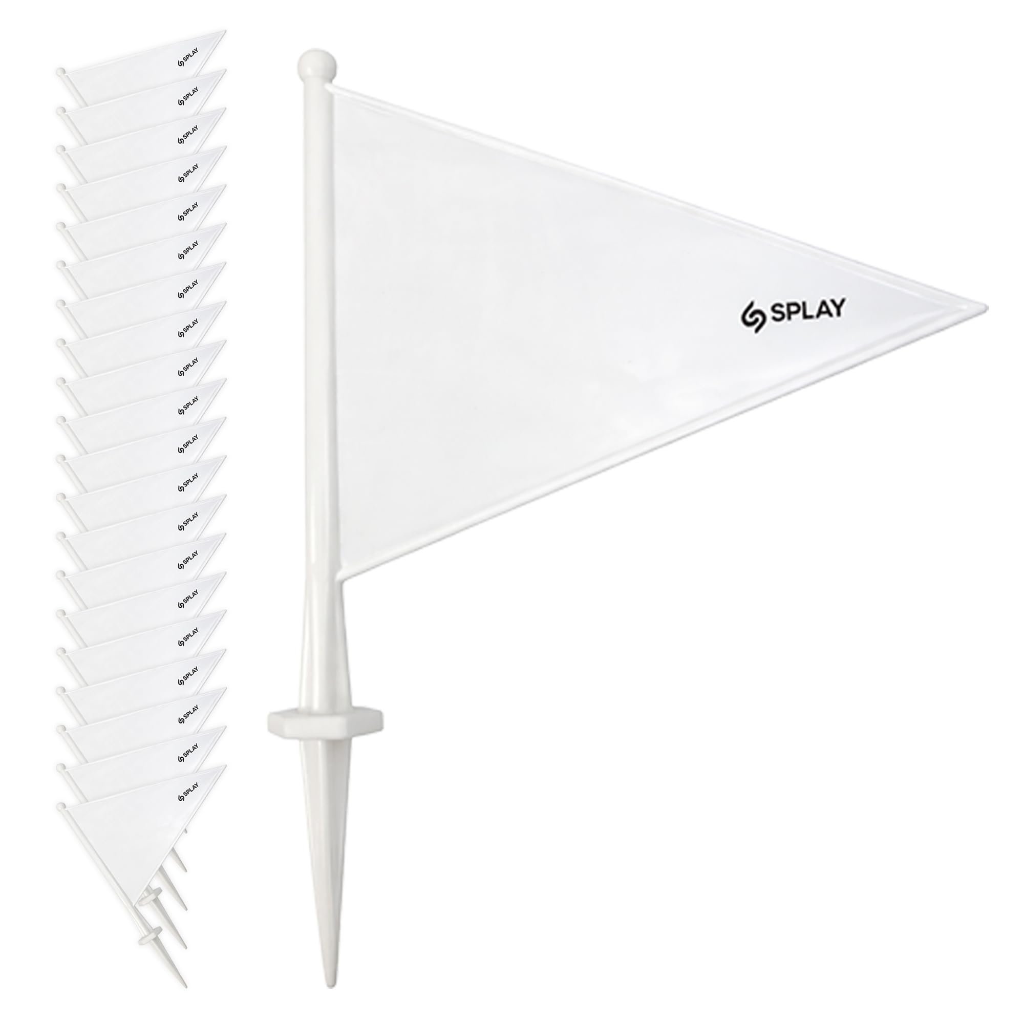 Splay Cricket Boundary Flags Marker for Playground | Set of 20 White Sports Flag | Suitable for Cricket Pitch & Boundary Marking, Training Sports, Made up of Plastic