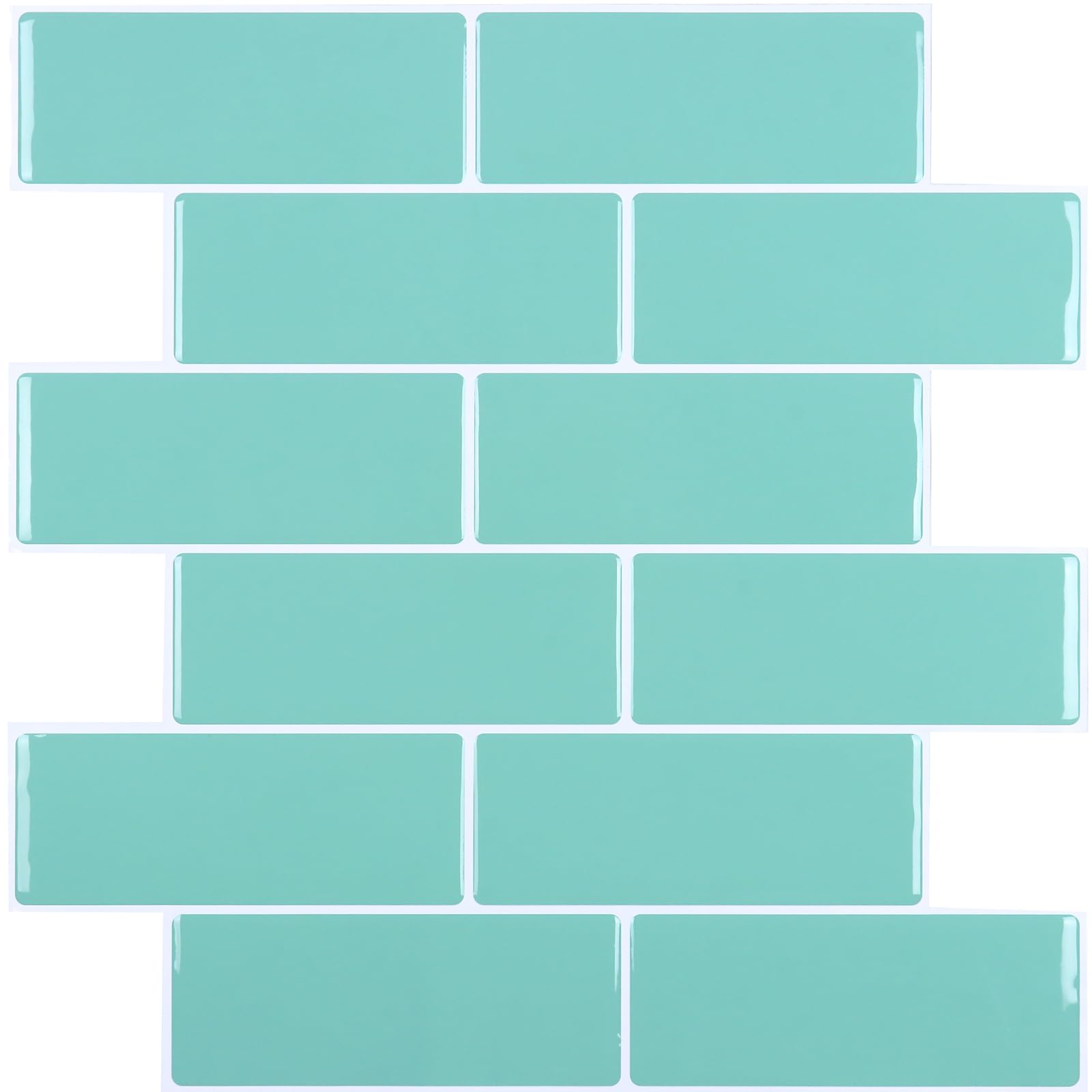 Photo 1 of CHIHUT 16 Sheets Aqua Green Peel and Stick Backsplash for Kitchen Renter Friendly Self Adhesive Back Splash Stick on Tiles for Bathroom Shower Walls 12''x12'' 3D Marble Wall Tiles for Fireplace