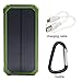 Solar Power, 12000mAh Portable Solar Powered Phone Charger Dual USB Solar External Battery Pack Power Bank for Cellphones With Solar LED Lights For Emergency or As A Camping Light (Green)