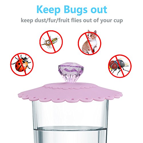 Food Grade Silicone Cup Lids, IPHOX Creative Diamond Mug Cover [Set of 6] Anti-dust, Airtight Seal, Silicone Drink Cup Lids, Hot Cup Lids (Lace)