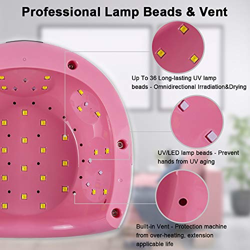 UV Nail Lamp – 80W LED UV Light for Gel Nails, Faster Nail Drier with 36 UV Lamp Beads and Infrared Auto Sensor, Suitable for Gel Nail Polish, Big Space for Fingernail & Toenail Polish Art (Blue)