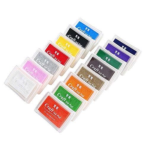 Laojbaba Colourful Craft Ink Pad Stamps Partner DIY Color,15 Colors Rainbow Finger Ink pad for Kids