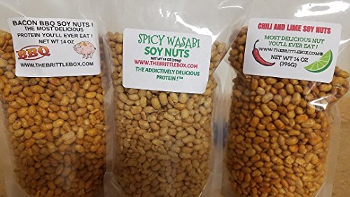 Soy Nuts Signature Flavored 3 pack Combo Wasabi Bacon BBQ and Chili Lime
