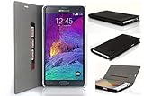 Microtimes fashion mesh-grain textured high quality leather [PU/faux leather protective book style flip folio slim with stand and card slots for Samsung Galaxy Note 4 Case cover (Brown)