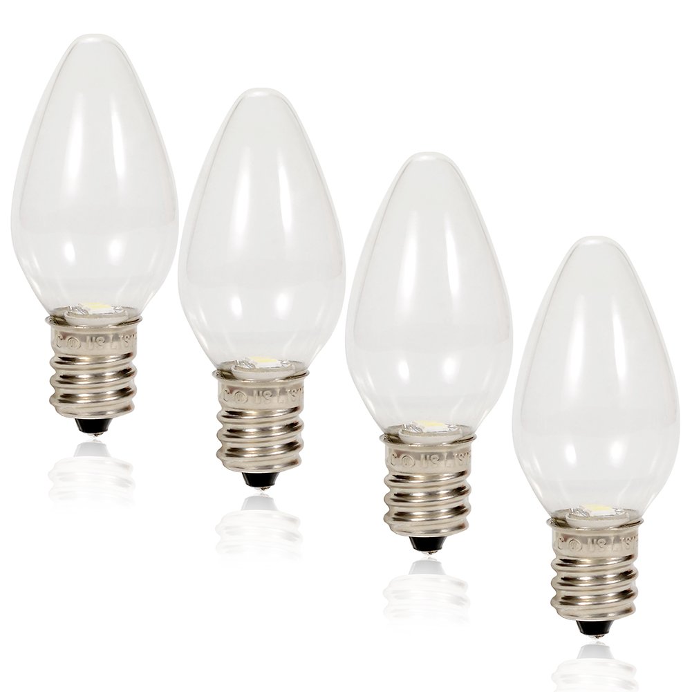 LED C7 Night Light Bulb 120V E12 Candelabra Base Daylight 4pack