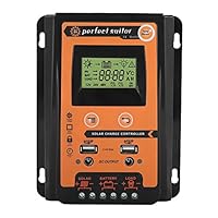 EBTOOLS 12V/24V MPPT Solar Charge Controller Solar Panel Battery Regulator Dual USB LCD Display(30A)