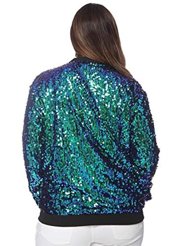 Anna Kaci Sequin Bomber Jacket Plus Size Black Sequin Jacket Women