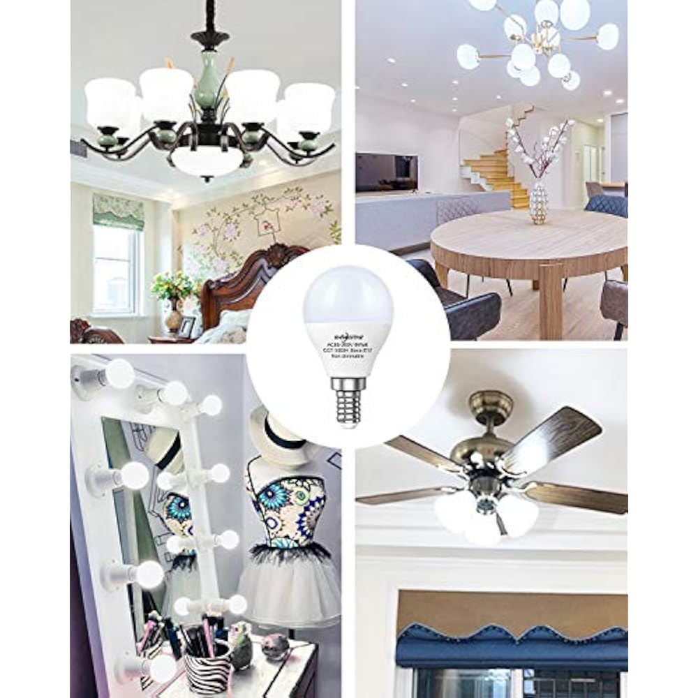 12Pack E12 LED Ceiling Fan Light Bulbs 60 Watt Equivalent, 5000K