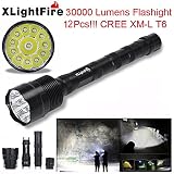 TOPITEMS Super 30000 Lumens 12x CREE XML T6 5 Mode 18650 Super Bright LED Flashlight