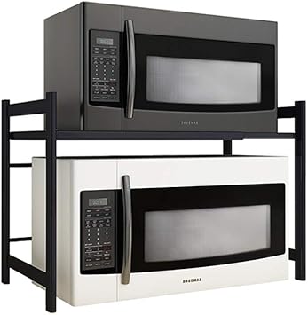 Mago Black Microwave Rack 2 Tier Metal Spice Racks Organizer