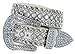Western Cowgirl Bling Belt with Rhinestone Buckle Set and Studded Strap (40, White)