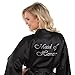 VEAMI Women's Short Kimono Robe-Black Pearl-Medium, Maid of Honor Edition