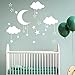 Wall Stickers, Pumsun Moon Clouds Star Wall Decals, Children's Room Home Decoration (White)