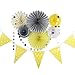 Grey Yellow Cream Party Decor Kit Tissue Paper Fan Bunting Banner Circle Dot Garland Baby Shower Birthday Wedding Party Home Decoration SUNBEAUTY,8pcs