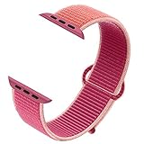 NUKELOLO Compatible for Apple Watch Band 40mm, Sport Nylon Loop for iWatch Sport Series 5/4/3/2/1 [Pomegranate Band 40MM]