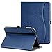 for iPad Mini 4 Case, Leather Folio Stand Protective Case Smart Cover with Multi-Angle Viewing, Paperwork Card Pocket, Functional Elastic Strap for iPad Mini 4 - Navy Blue