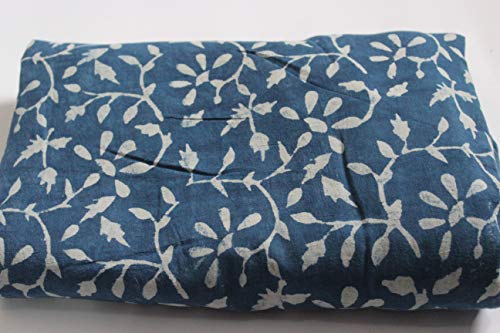 HANDICRAFTOFPINKCITY 1 Yard 100% Cotton Fabric Indigo Dye Nice Dress Making Material Fabric Printed Printed Fabric Sanganeri