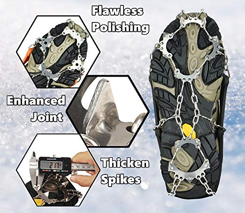 Uelfbaby Crampons Ice Snow Grips Traction Cleats System Safe Protect for Walking, Jogging, or Hiking on Snow and Ice