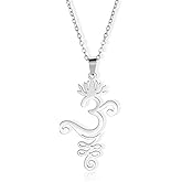 Amaxer Adjustable Unalome Om Lotus Necklace for Women Sanskrit Yoga Meditation Spiritual Buddhist Symbol Hindu Jewelry