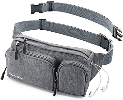 Fanny Pack For Women & Men Cute Waist Bag - Hiking Travel Camp Running - Headphone Hole, Money Belt with 6 Pockets, Strap Extension - Easy Carry Any Phone, Passport, Wallet - Water Resistant Holder