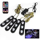Car Lights Interior, 4 Pack New Version USB Car LED Lights, 7 Colors Music Car Interior Lights Under Dash Lighting Kit Starry Star Neon Lights with Sound Active Function and Remote Control, DC 5V