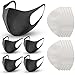 5 Pack Face Masks, 10 Replacement N95 Reusable Mask Filter, Air Filtration Mask Anti Dust Face Mouth Masks Particulate Mask for Smoke, Black Face Mask for Cycling, Sport, Travel, Daily Life