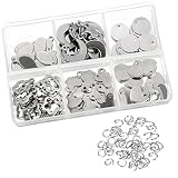 Satinior 120 Pieces Stainless Steel Stamping Blanks Tag Pendants and 100 Pieces Opening Jump Rings for Bracelet Earring Pendant Charms