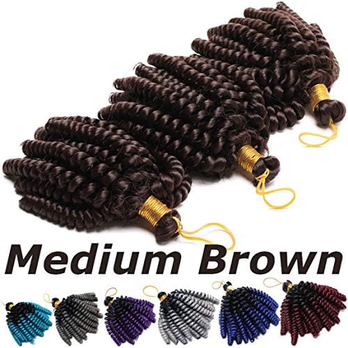 6 inch Ombre Jumpy Wand Curl Braids Hair Extensions JAMAICAN BOUNCE Braiding Hair Crochet 20 Strands 3 packs Medium Brown