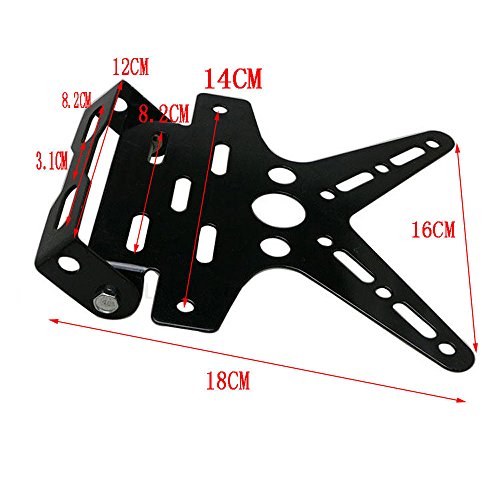 VIGORWORK Adjustable Custom Motorcycle Motor Motorbike Fender Eliminator Sport License Plate Bracket Metal Steel Dirt Bike BLACK
