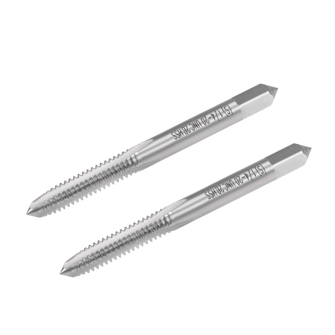 sourcing map Machine Tap 1/4-20 UNC Thread 2B Class 3 Flutes High Speed Steel Screw Threading Tap Tapping Tool 2pcs