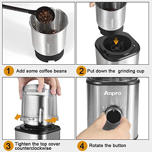 Anpro Coffee Grinder Electric 300W, Automatic Coffee Grinder with 100g