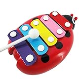 Lisingtool Toys,Kids 5-Note Xylophone Beetle Musical Toys,Red