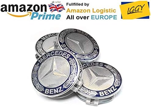 IGGY 4x Hubcaps 75mm Plugs for Circles Alloy Studs- Class A B C and CLA CLK