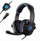 Sades Stereo 7.1 Surround Pro USB Gaming Headset with Mic Headband Headphone (Black)