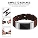iGK Leather Replacement Bands Compatible for Fitbit Charge 2, Genuine Leather Wristbands NewFlat-end Brown
