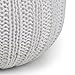 SIMPLIHOME Shelby Round Hand Knit Pouf, Footstool, Upholstered in Cream Cotton, for the Living Room, Bedroom and Kids Room, Transitional, Boho