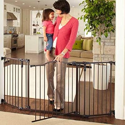 North States 72" Wide Deluxe Décor Baby Gate: Provides safety in extra-wide spaces with added one-hand functionality. Hardware mount. Fits 38.3"-72" wide (30" tall, Bronze)