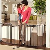 North States 72" Wide Deluxe Décor Baby Gate: Provides safety in extra-wide spaces with added one-hand functionality. Hardware mount. Fits 38.3"-72" wide (30" tall, Bronze)