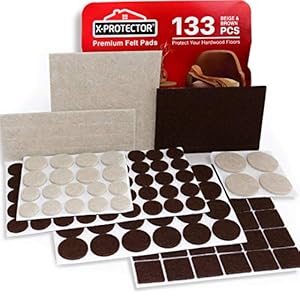 Felt Furniture Pads X-PROTECTOR 133 PCS Premium Furniture Pads – Felt Pads Furniture Feet Best Wood Floor Protectors – Protect Your Hardwood & Laminate Flooring! Brown and Beige