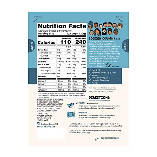 A Dozen Cousins Cuban Black Beans - Ready To Eat Beans, Vegan Food, Plant Protein for Meals, 10 Ounce (Pack of 3)