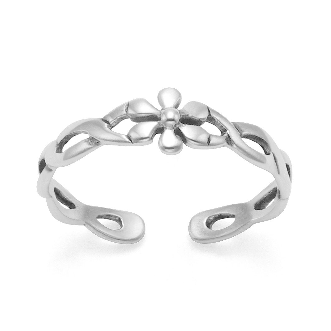 Sterling Silver Flower design Toe Ring - Children's Silver Flower Ring - Adjustable - Gift Boxed. 0982